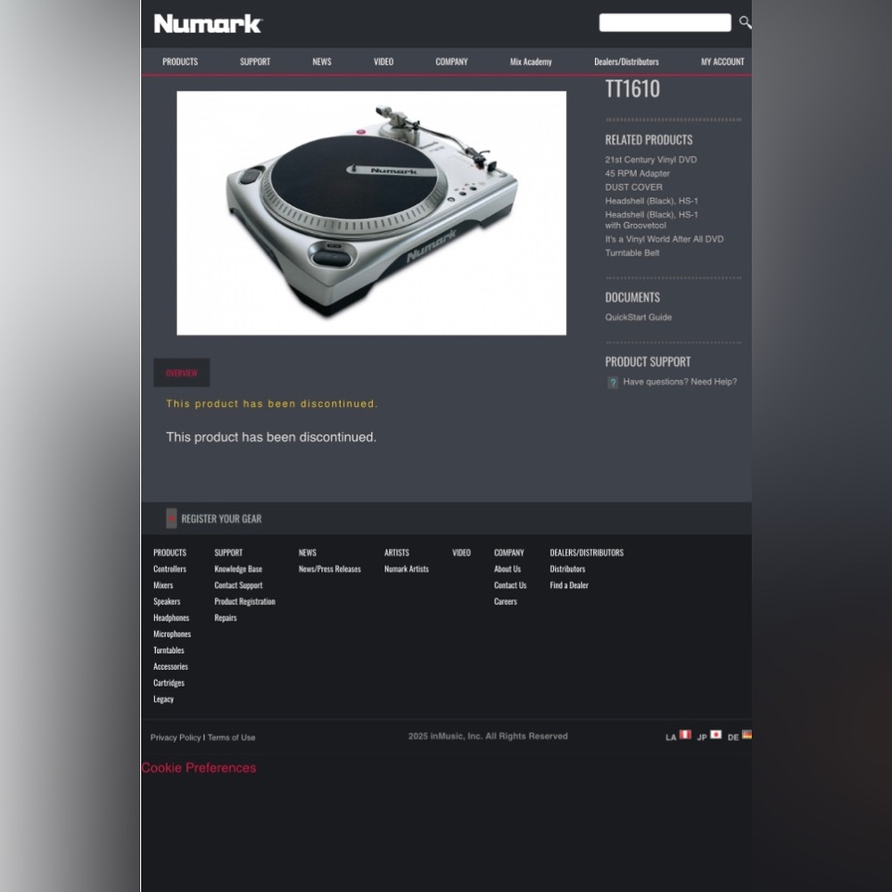 Numark Tt1610 TurnTable